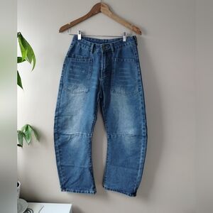 Women's Blue Barrel Leg Jeans Small
